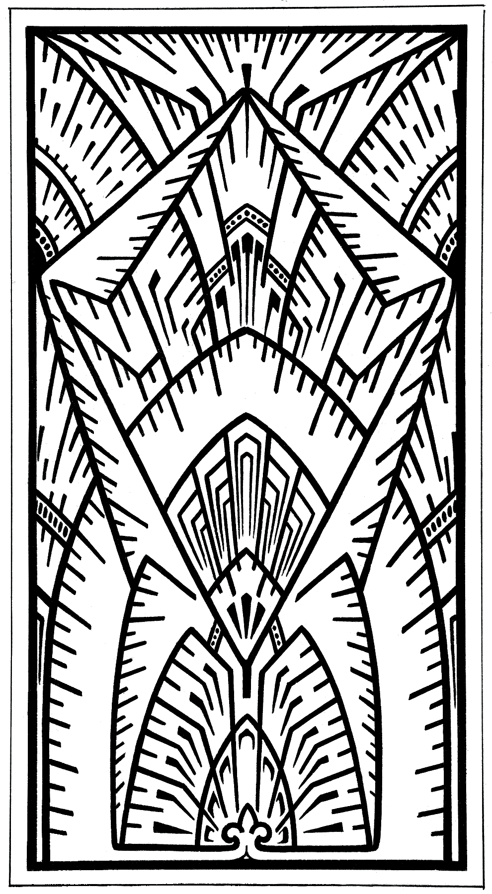 an abstract, geometric, symmetric drawing
